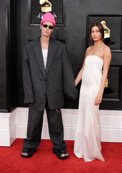 hailey bieber grammys 2022|See Hailey Biebers and Justin Biebers Grammys。